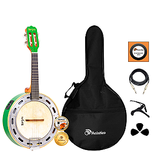 Kit Banjo Rozini RJ11 Ativo Stúdio Caixa Larga Verde Completo