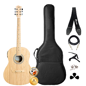 Kit Violão Elétrico Tagima Memphis Naturale Bambu Completo