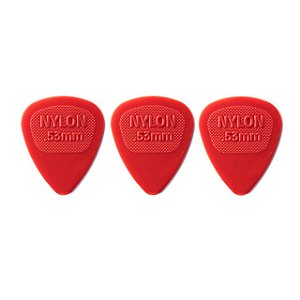 Palheta Dunlop Nylon Midi 0,53mm Vermelha 3 Unidades