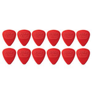 Palheta Dunlop Nylon Midi 0,53mm Vermelha 12 Unidades