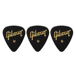 Palheta Gibson Celuloide Medium 0,74mm Preto 3 Unidades