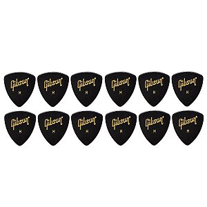 Palheta Gibson Celuloide Wedge Heavy Preto 12 Unidades