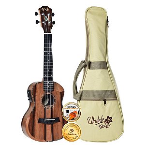 Ukulele Seizi Bora-Bora Crush Concert Ebony Elétrico Bag