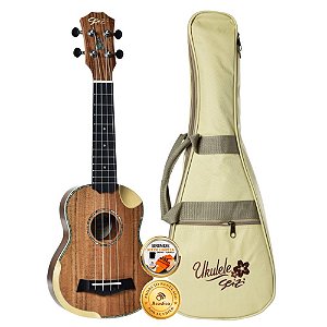 Ukulele Seizi Bora-Bora Crush Soprano Acústico Koa Com Bag