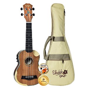 Ukulele Seizi Bora-Bora Crush Soprano Elétrico Koa Com Bag