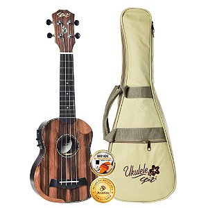 Ukulele Seizi Bora-Bora Crush Soprano Elétrico Ebony Com Bag