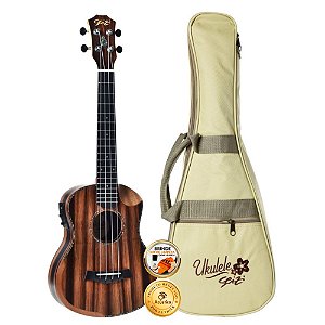 Ukulele Seizi Bora-Bora Crush Tenor Elétrico Ebony Com Bag