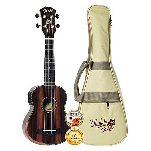 Ukulele Seizi Bora-Bora Plus Soprano Elétrico Ebony Com Bag