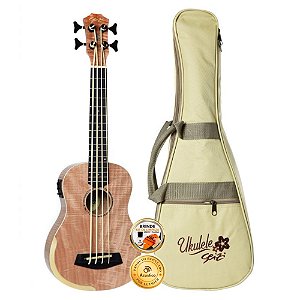 Ukulele Seizi Basslele Bora-Bora Okume Elétrico Com Bag