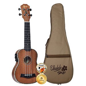 Ukulele Seizi Maui Plus Soprano Elétrico Sapele Com Bag