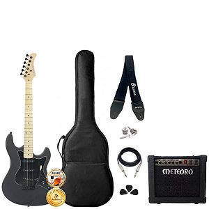 Guitarra Stratocaster Strinberg BK Acessórios + Amplificador