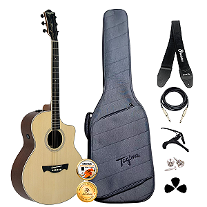 Kit Violão Profissional Tagima Hampton Jumbo EQ-NTOP Completo