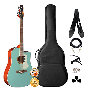 Kit Violão Elético Tagima Swell EQ Verde Turquesa Completo