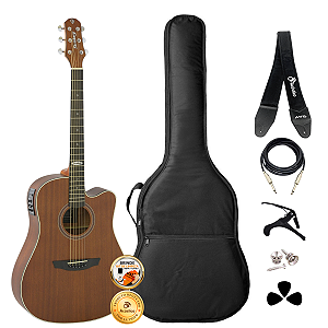 Kit Violão Elétrico Strinberg SD200C Mahogany Folk Completo
