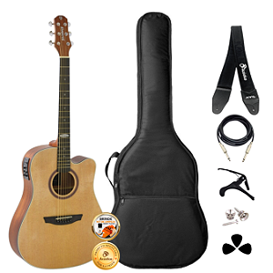 Kit Violão Elétrico Strinberg SD200C Folk Natural Completo