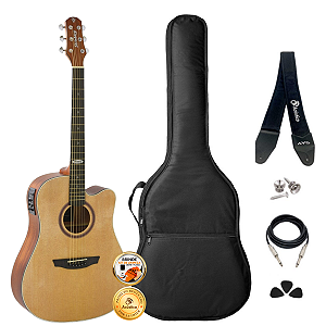 Kit Violão Elétrico Strinberg SD200C Folk Natural Completo