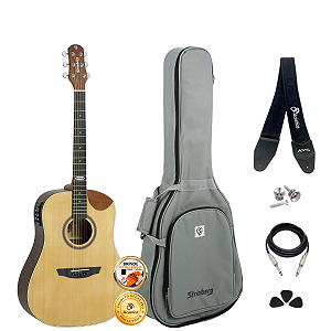 Kit Violão Elétrico Strinberg SD201HC Folk Natural Completo