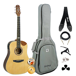 Kit Violão Elétrico Strinberg SD201HC Folk Natural Completo