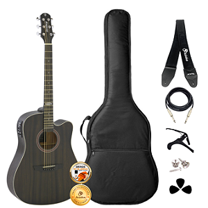 Kit Violão Elétrico Strinberg SD200C Tobacco Folk Aço Completo