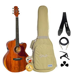 Kit Violão Seizi Neo Shogun Kaizen Jumbo Koa Completo