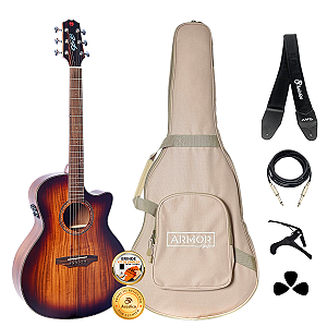 Kit Violão Seizi Supreme Ryu Mirai Cutaway Koa Burst Completo