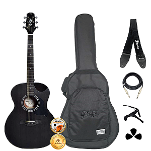 Kit Violão Seizi Nagoya Kaizen Open Pore Black Completo