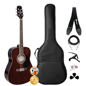 Kit Violão Elétrico Aço Giannini GD-1 EQ Dark Wine Completo