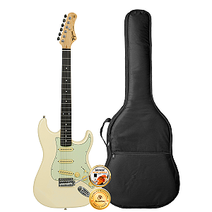 Kit Guitarra Stratocaster Tagima Olympic White TG-500 + Capa
