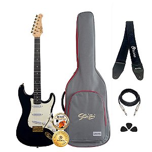 Kit Guitarra Seizi Vintage Shinobi SSS Black Gold Completo