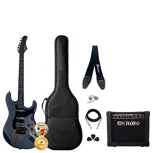 Guitarra Tagima Sixmart Cinza Acessórios + Amplificador