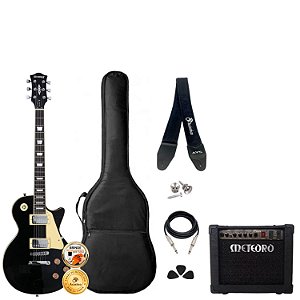 Kit Guitarra Les Paul Strinberg BK Acessórios + Amplificador