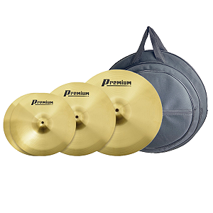Kit Pratos De Bateria Premium By Zeus 14/16/20 Com Bag Luxo