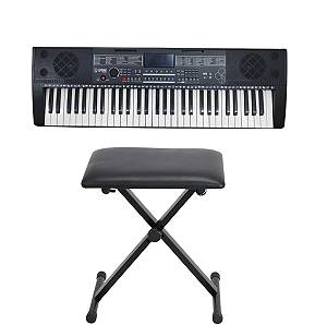Teclado Musical Profissional 61 Teclas USB MIDI Com Banco
