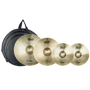 Kit Pratos De Bateria Zeus Custom Crash Hi-Hat E Ride + Capa