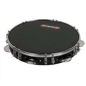 Contemporânea Pandeiro 12 Preto Tarraxa Dupla Cromado 40ppc