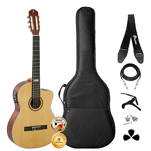 Kit Violão Nylon Elétrico Strinberg SC200CN Spruce Completo