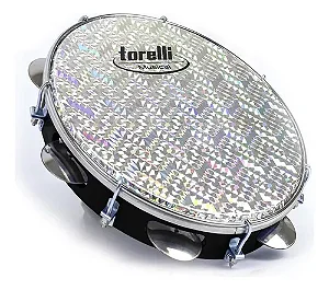 Pandeiro Torelli  Preto 10" Com Pele Holográfica