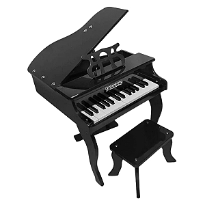Piano De Cauda Infantil 30 Teclas Turbinho Preto Com Banco