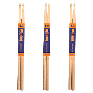 Baqueta De Bateria Williams Hickory 5A Medium Rock 3 Pares