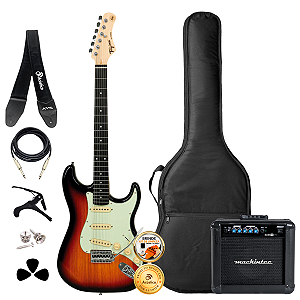 Guitarra Stratocaster Tagima TG-500 SB Acessórios + Ampli