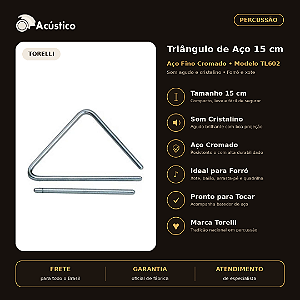 Torelli Triângulo 15 Cm Cromado Tl602 de Aço Percussão Forró