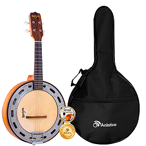 Kit Banjo Elétrico Estudante Rozini RJ14 Caixa Larga Fosco Capa