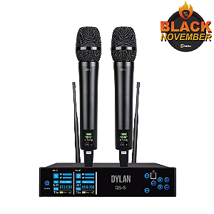 Microfone Duplo UHF Sem Fio Dylan QS-5 Com 200 Canais