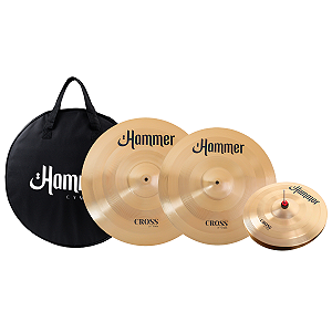 Set Pratos De Bateria Liverpool Hammer Cross 14/16/20 + Bag