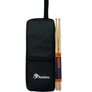 Kit Baqueta De Bateria 7A Hickory Williams Jazz Com Capa