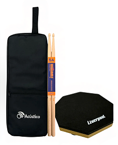 Kit Baqueta 5A Williams Hickory Medium Rock Com Capa + Pad