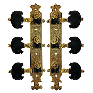 Tarraxa De Violão Nylon Rozini Dourada Pino Grosso Botão Escuro