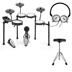 Kit Bateria Eletrônica Alesis, Fone e Banco