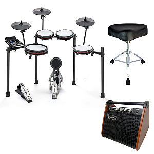 Kit Bateria Eletrônica Alesis, Amplificador e Banco