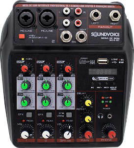 Mesa De Som Compacta 4 Canais Soundvoice Interface USB MC4BT